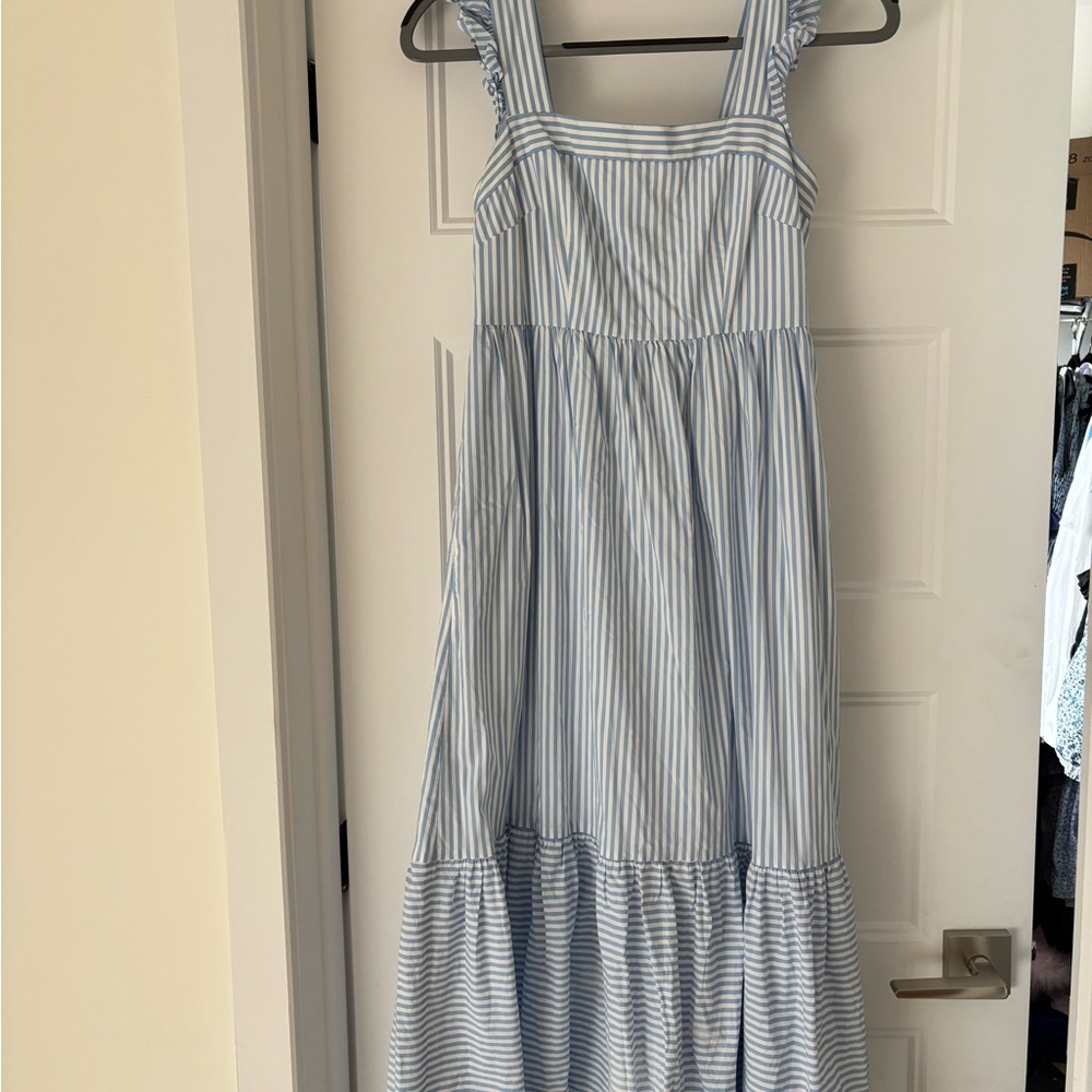 Gal Meets Glam Blue and White Striped Dress